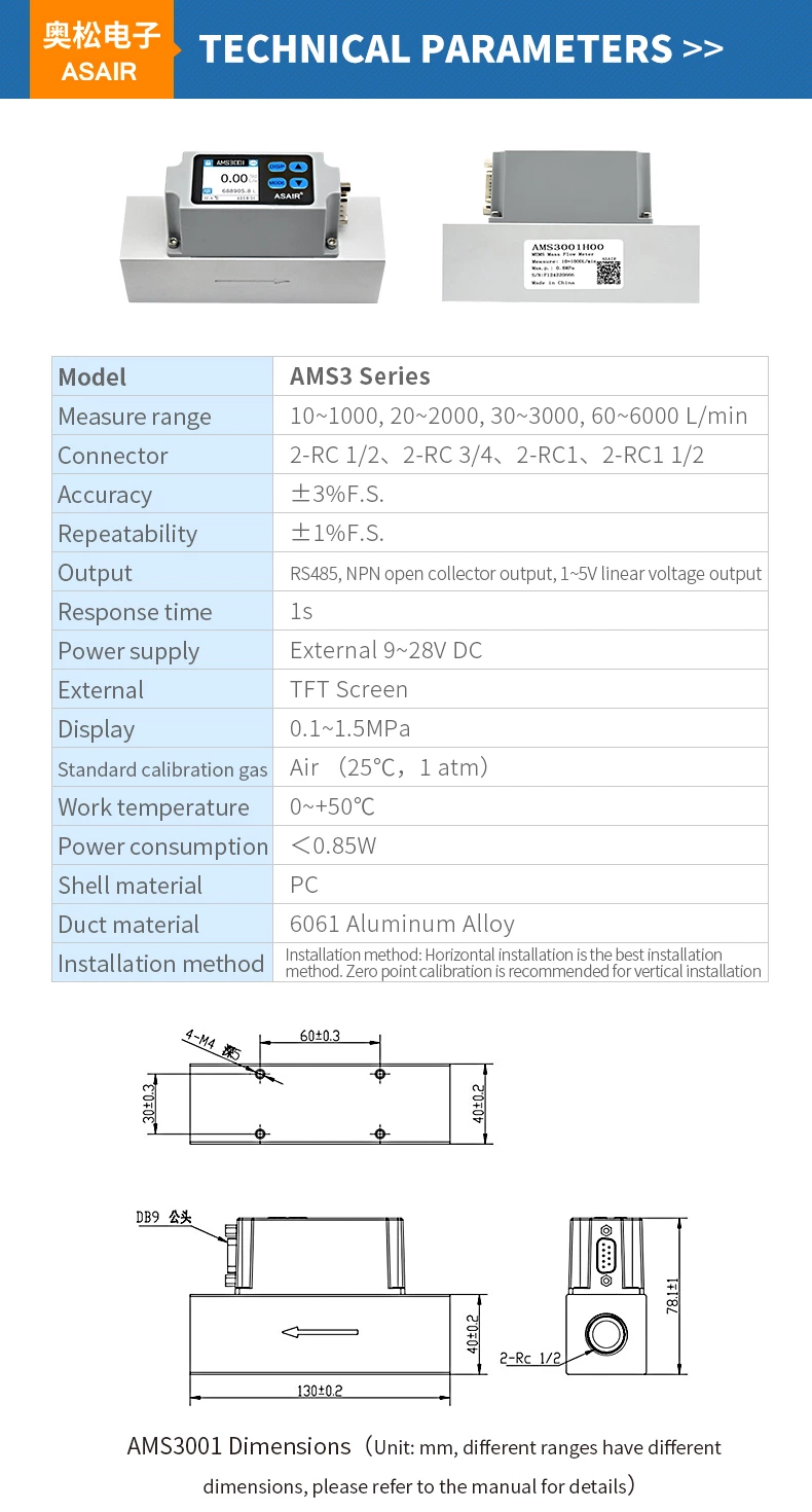 AMS3 Mass Flow Meter - Sino-measure