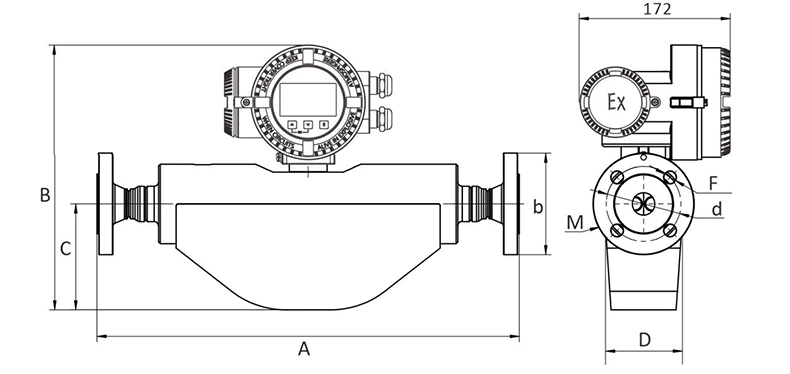 FCC800 Coriolis Mass Flow Meter for Chemical, Industrial, and Pharmaceutical Fluids Measuring