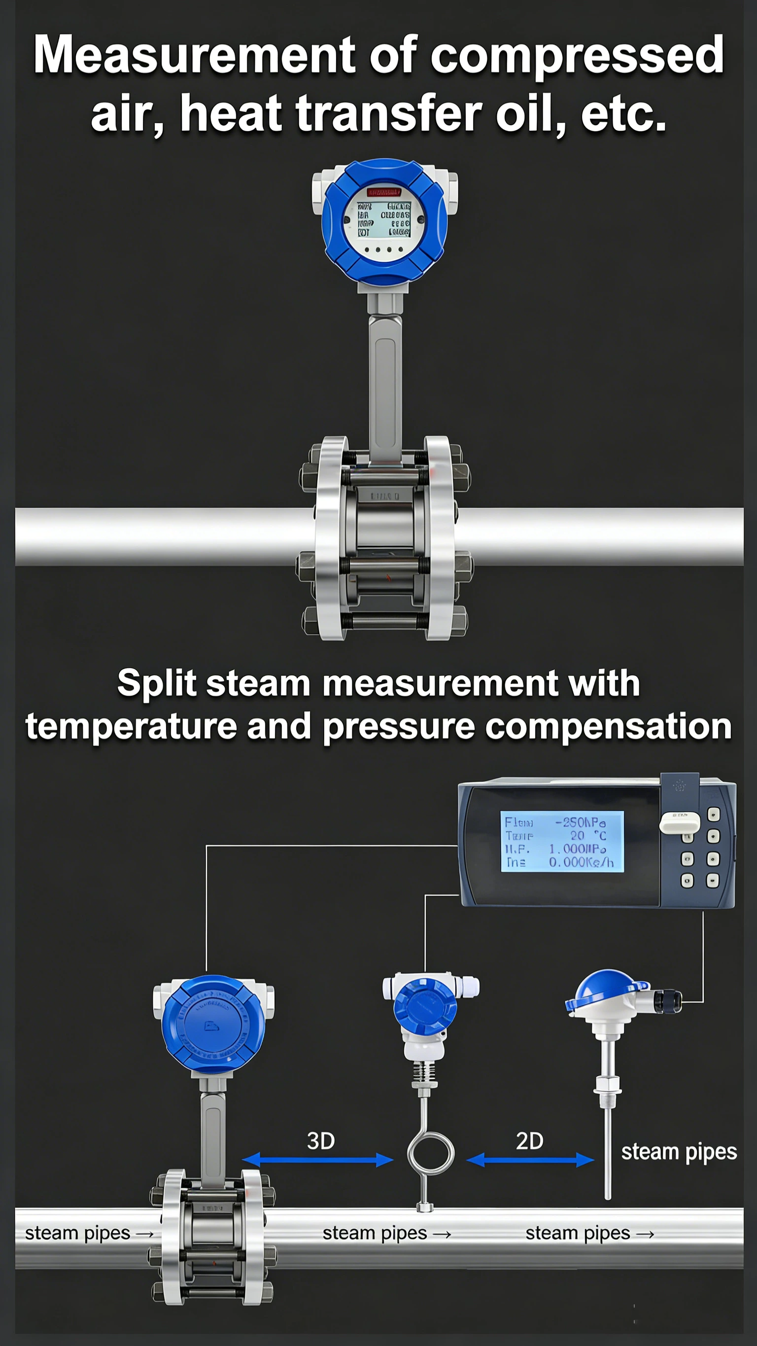 SIN-LUGB Vortex flowmeter without temperature & pressure compensation