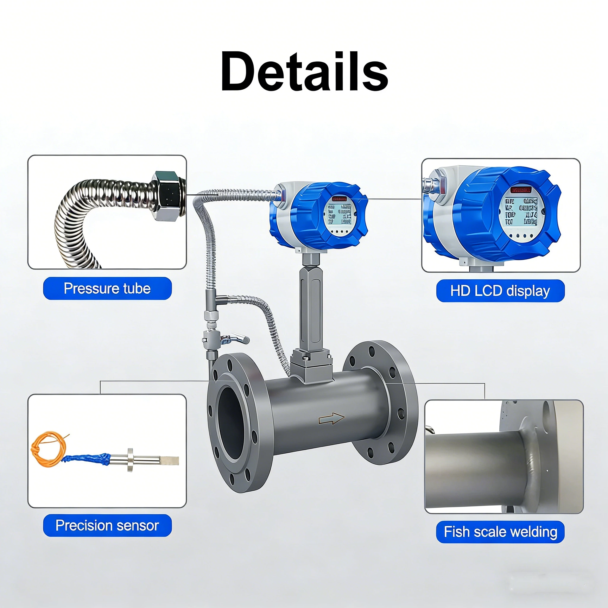 SIN-LUGB Vortex flowmeter with temp & pressure compensation